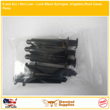 5 pcs 6cc / 6ml Luer - Lock Black Syringes, Irrigation,Root Canal, Perio